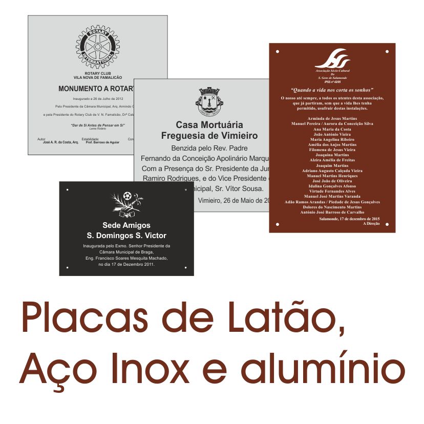 Placa Inox, Alumínio e Latão
